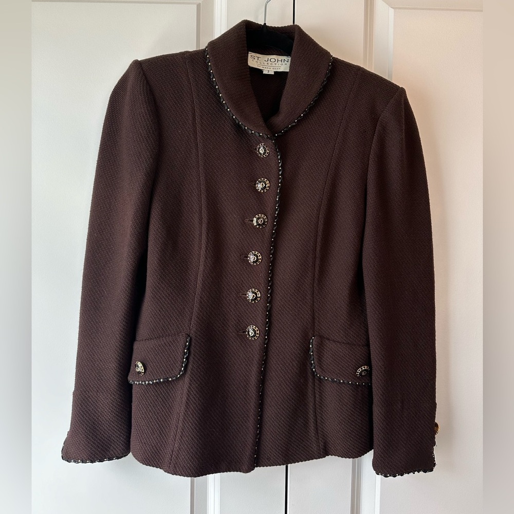 St. John Collection by Marie Gray Vintage Chocolate Brown Suit Set (Size 2)